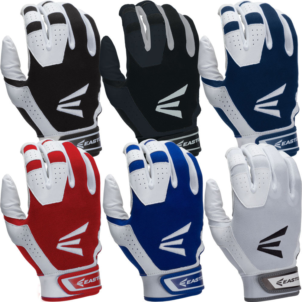 Easton Adult HS3 Batting Gloves in White/Royal (Small)
